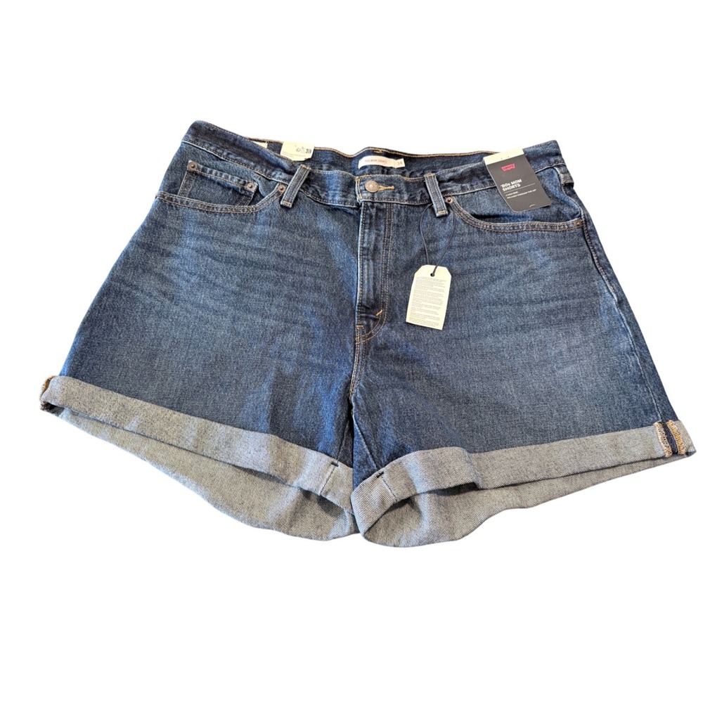 Levi's Blue Denim High-Rise Rolled Hem Jean Shorts